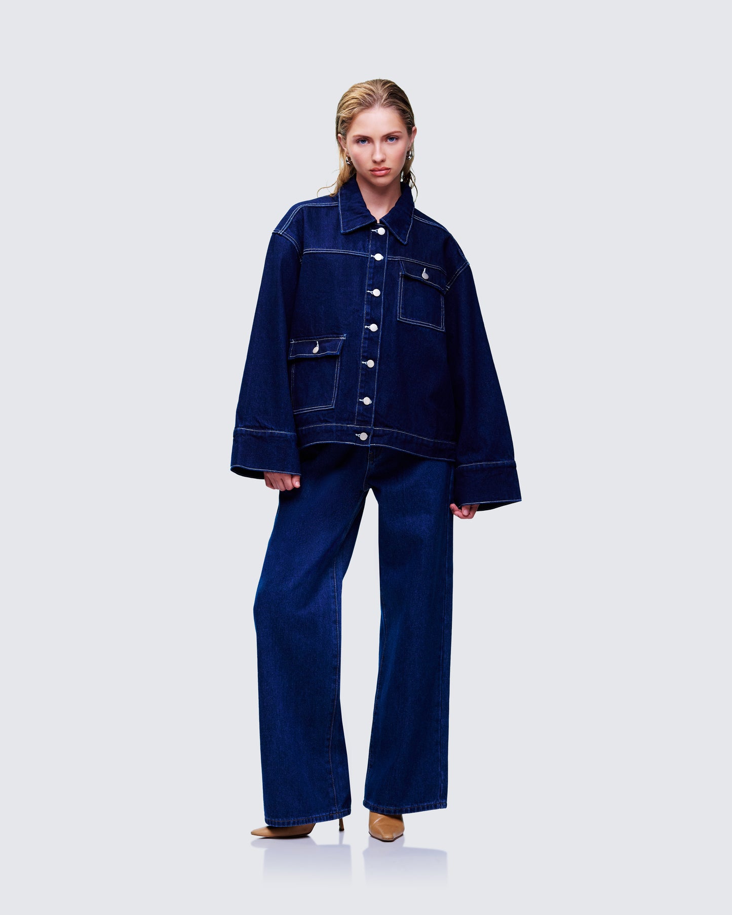 Frovi Blue Denim Oversized Shirt