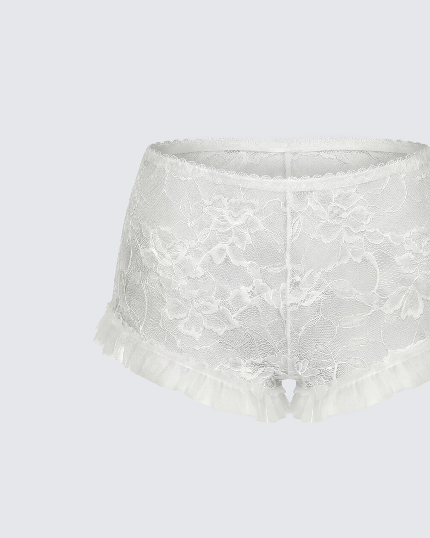 Flossie Ivory Lace Ruffle Mini Short