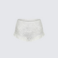 Flossie Ivory Lace Ruffle Mini Short