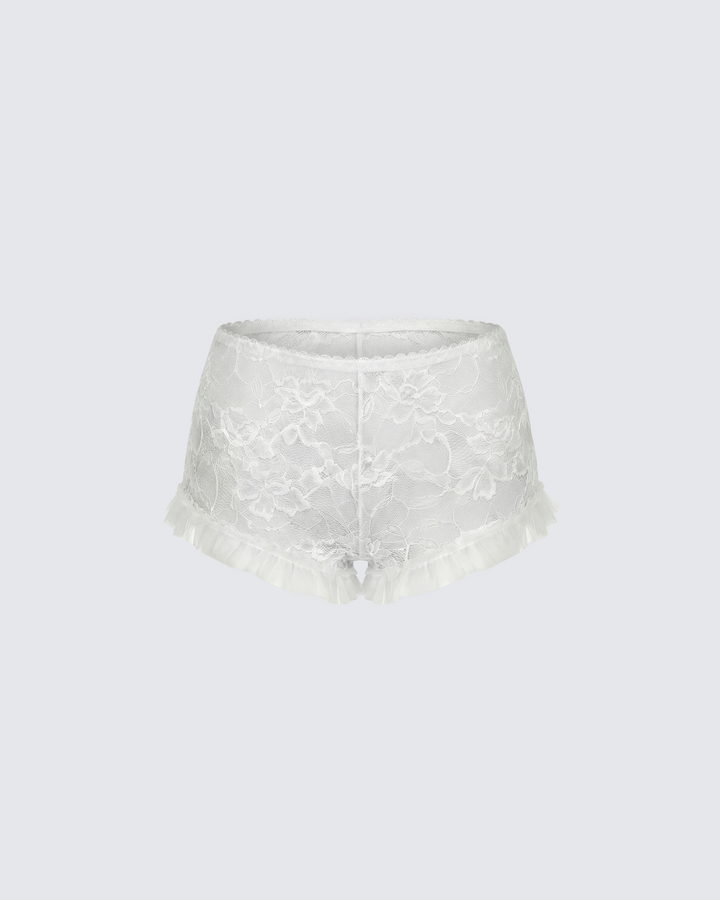Flossie Ivory Lace Ruffle Mini Short