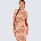 Gardenia Rose Print Mesh Midi Dress