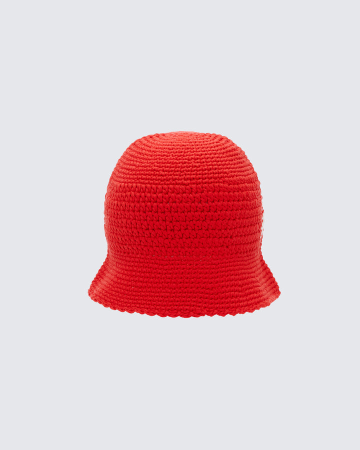 Gem Red Crochet Bucket Hat