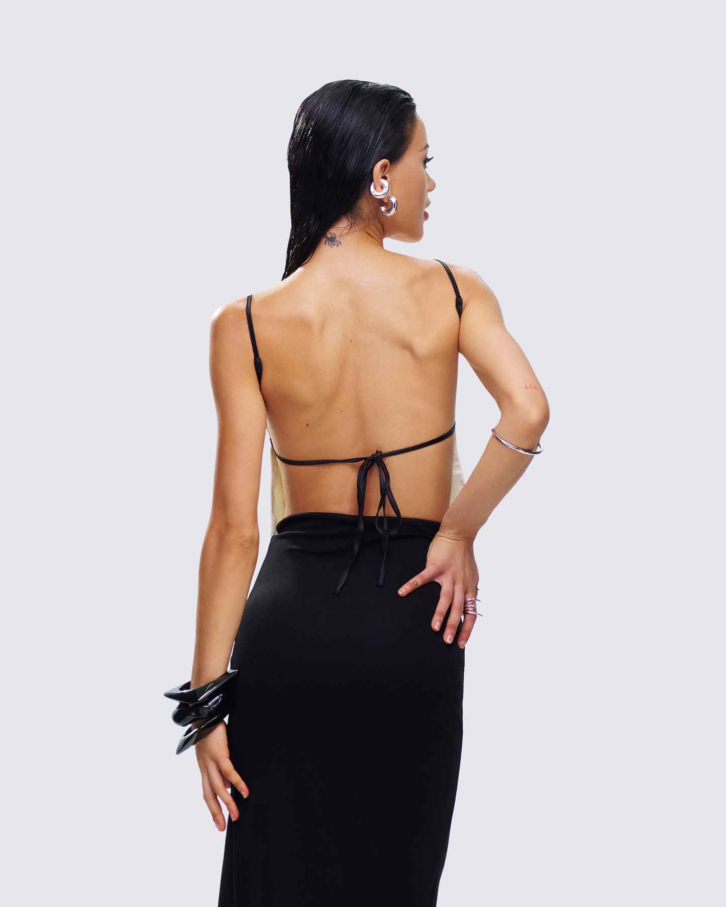 Georgia Ivory Satin Backless Top