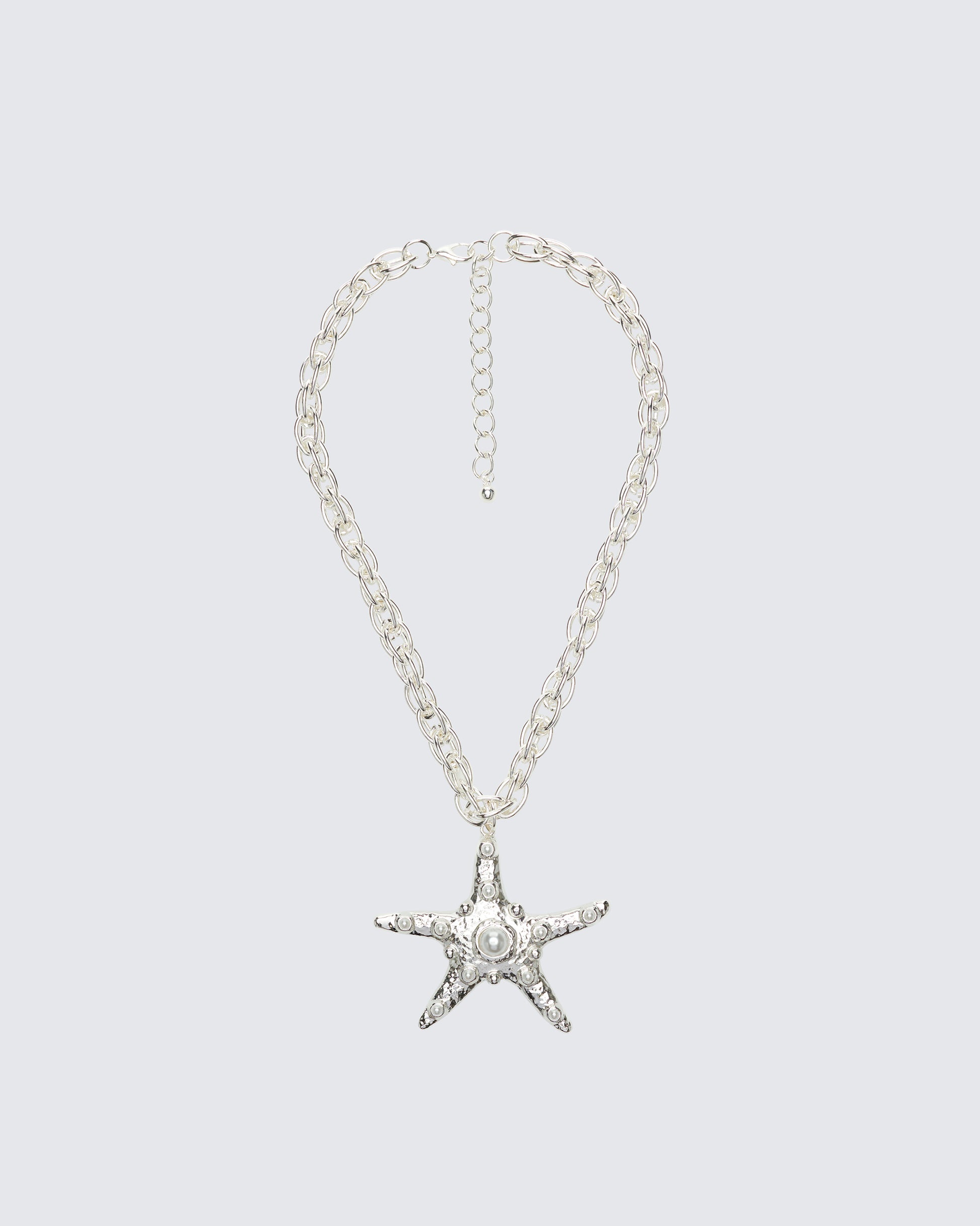Ghalia Silver Molten Starfish Pendant Necklace product front