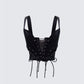 Ginan Black Glitter Velvet Corset Top product front