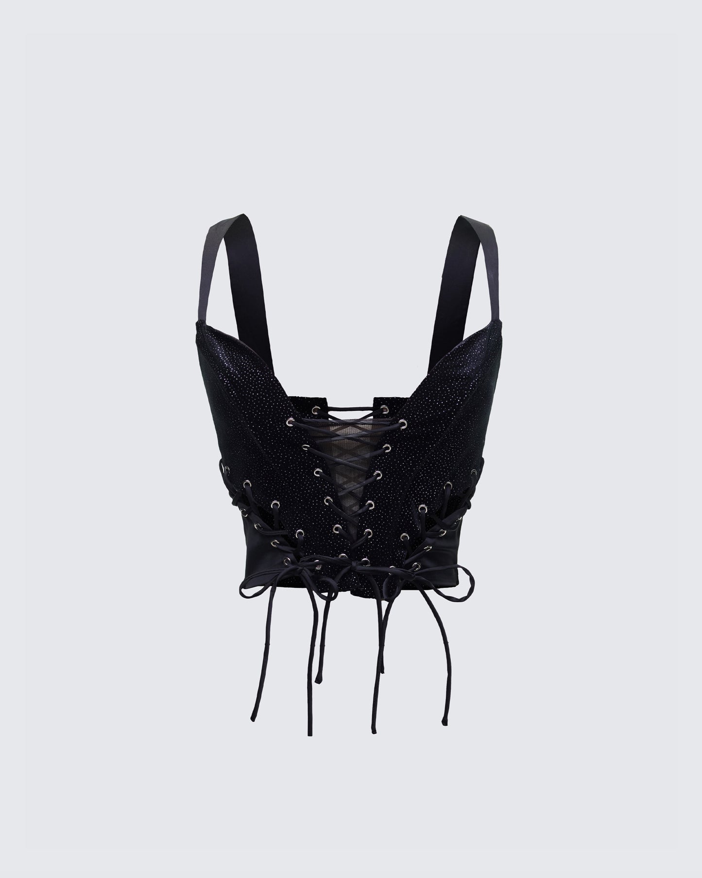Ginan Black Glitter Velvet Corset Top product front
