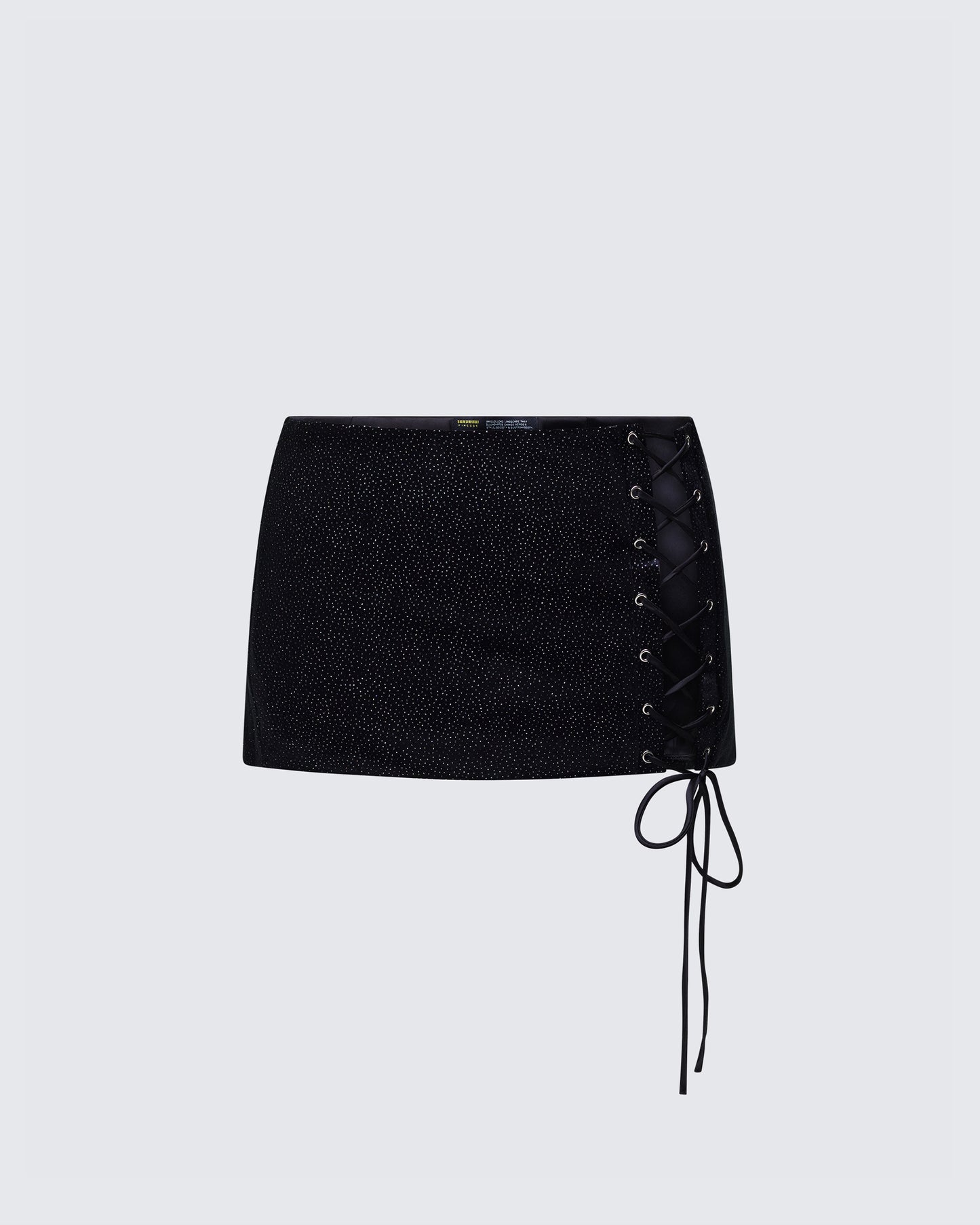Ginan Black Glitter Velvet Mini Skirt product front