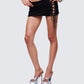 Ginan Black Glitter Velvet Mini Skirt