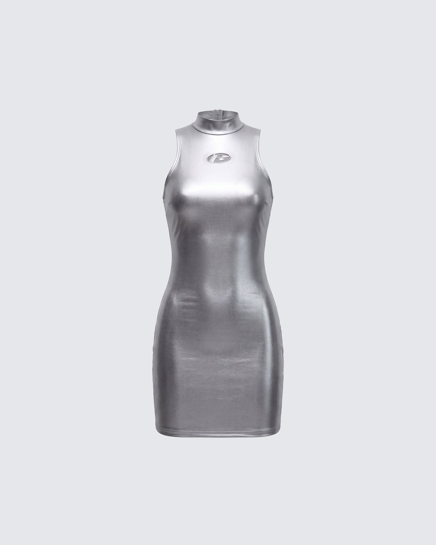 Gisele Silver Metallic Logo Dress
