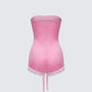Gita Pink Bow Strapless Romper