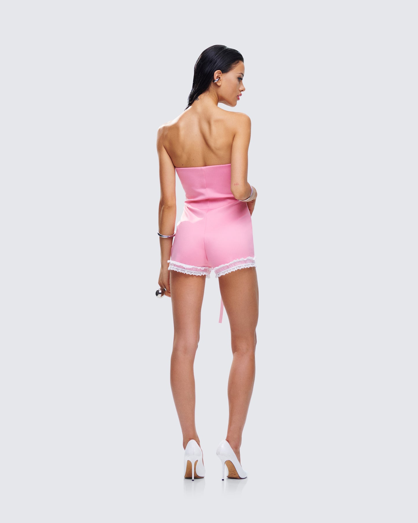 Gita Pink Bow Strapless Romper