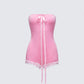 Gita Pink Bow Strapless Romper