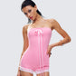 Gita Pink Bow Strapless Romper