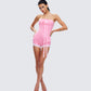 Gita Pink Bow Strapless Romper