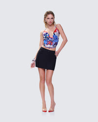 Gretchen Collage Print Cowl Top