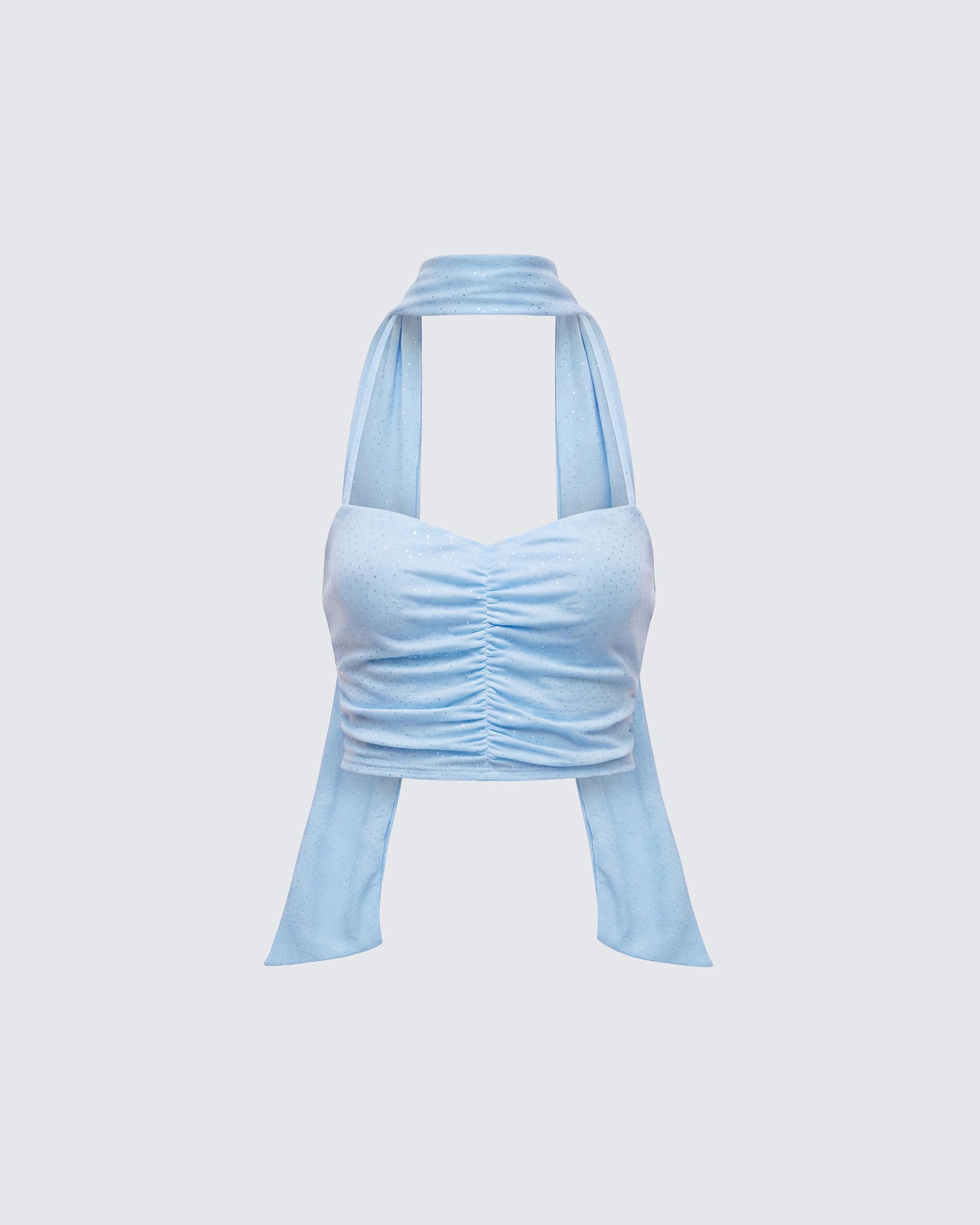 Gal Blue Sparkle Jersey Ruched Front Top product front