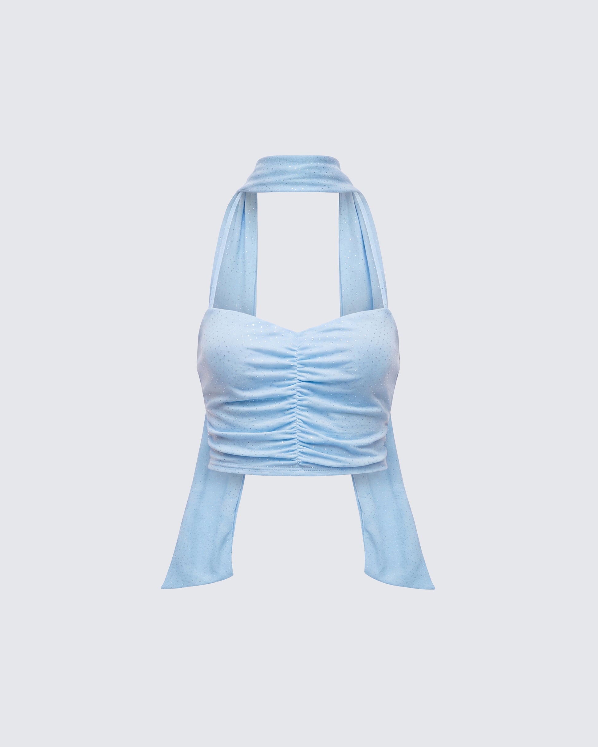 Gal Blue Sparkle Jersey Ruched Front Top product front