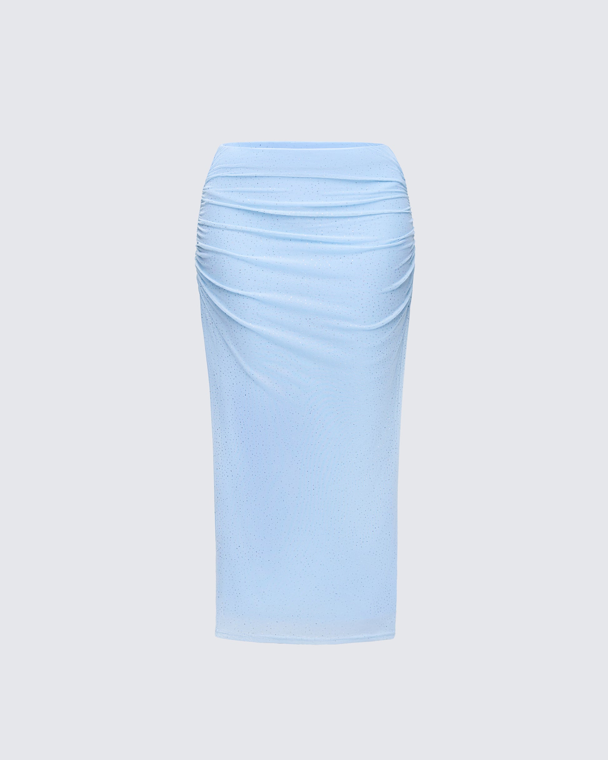 Gal Blue Sparkly Ruched Side Midi Skirt product front