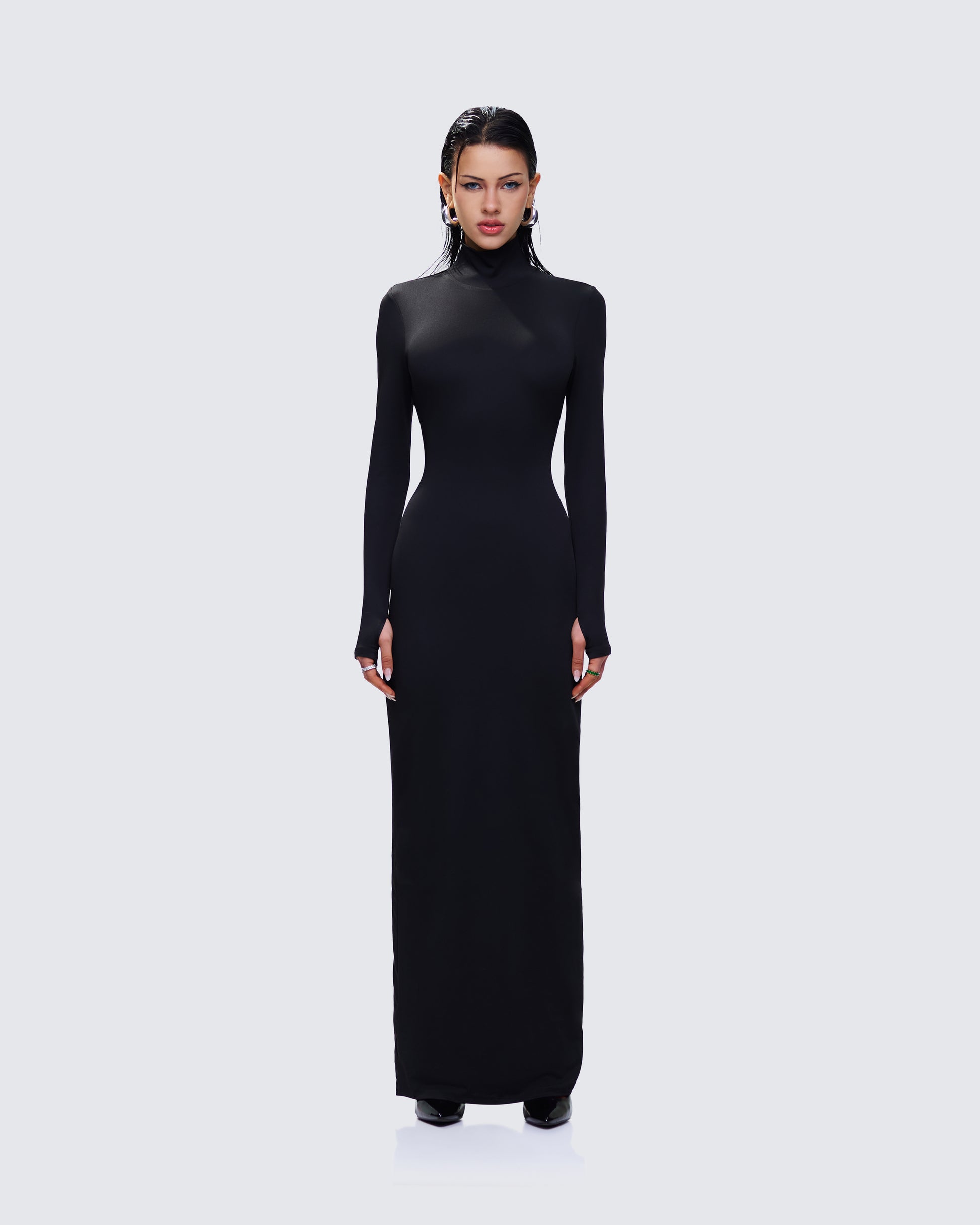 black maxi sheath dress Vanessa