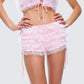 Hali Pink Lace Up Ruffle Micro Mini Short