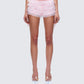 Hali Pink Lace Up Ruffle Micro Mini Short