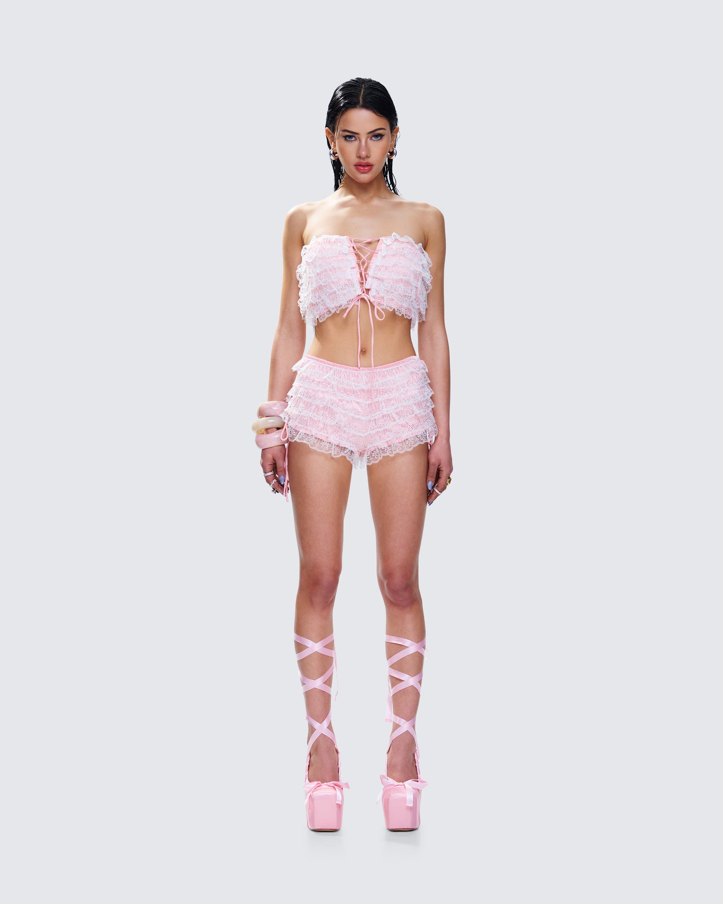 Porsha Pink Ruffle Set