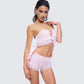 Hali Pink Lace Up Ruffle Set