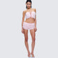 Hali Pink Lace Up Ruffle Set