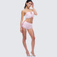 Hali Pink Lace Up Ruffle Set