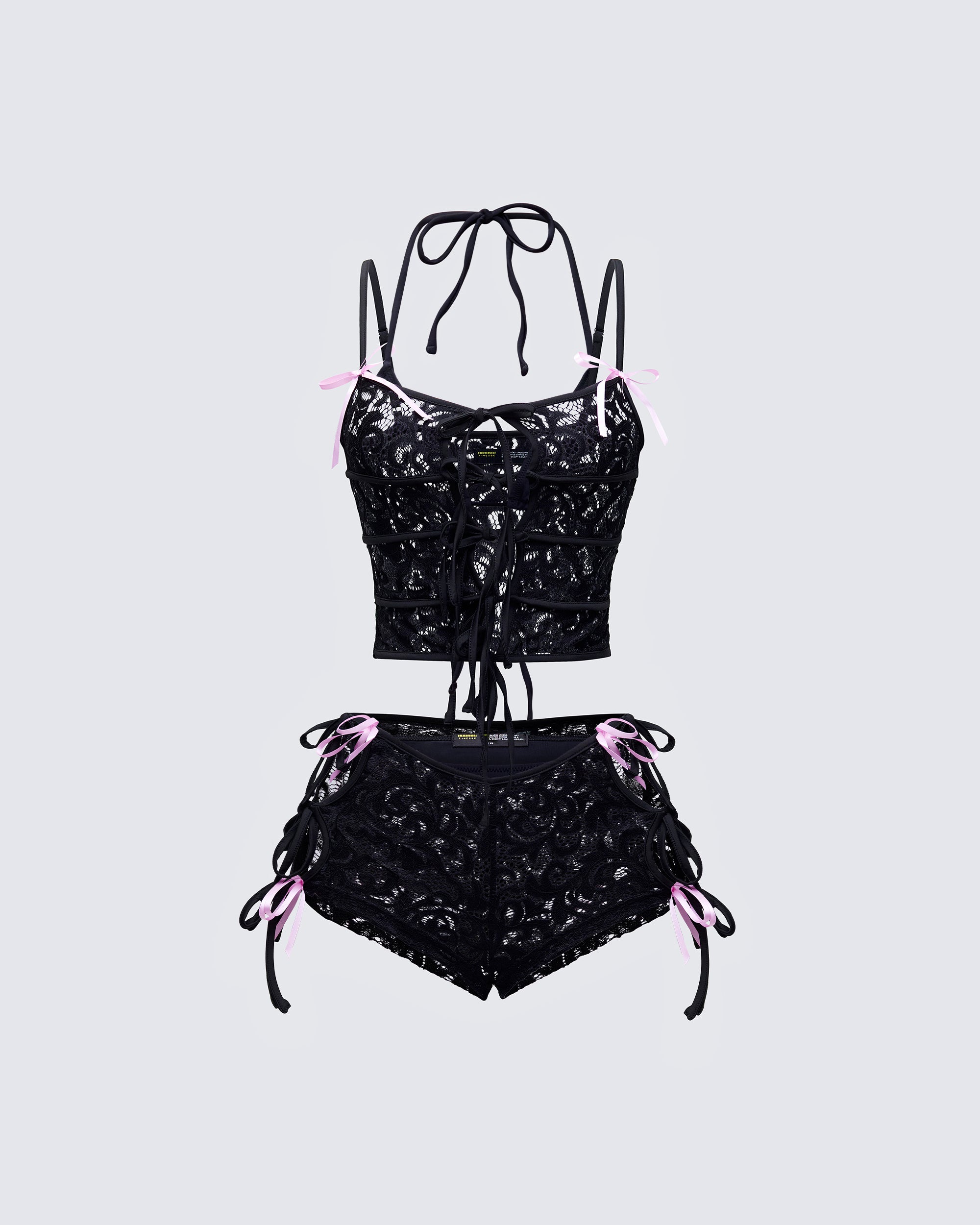 Halsey Black Lace Side Tie Short – FINESSE