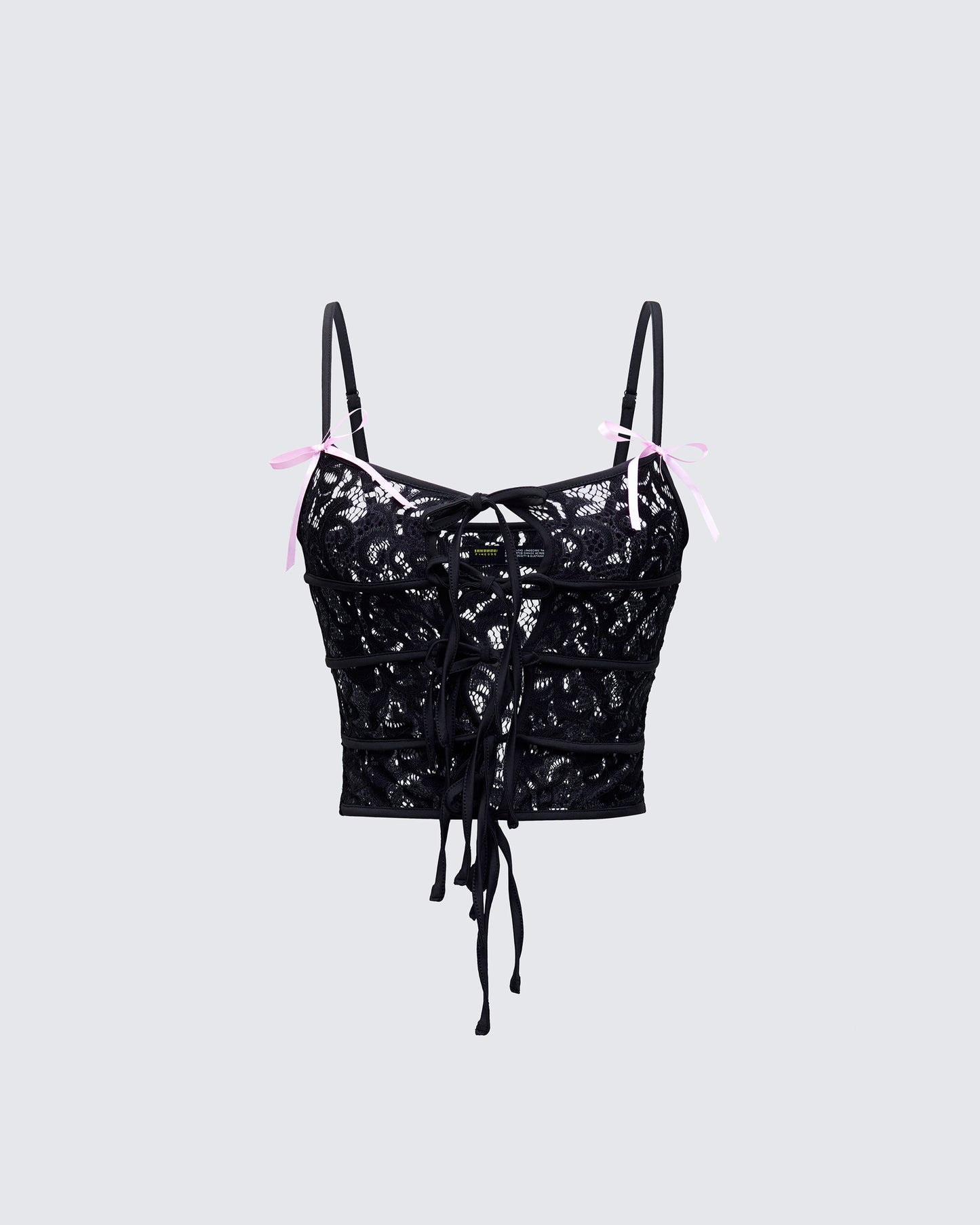 Halsey Black Lace Tie Front Top
