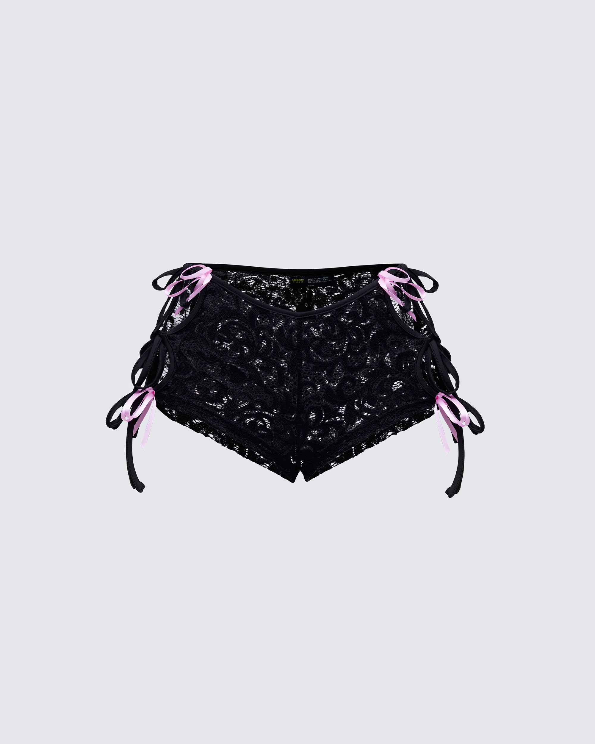 Halsey Black Lace Side Tie Short – FINESSE