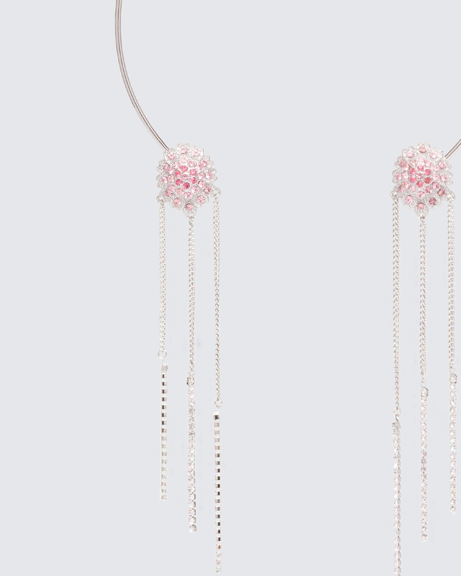 Pink necklace styled on model – FINESSE