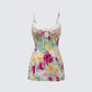 Heide Multi Printed Stretch Sateen Bodysuit Mini Dress product front