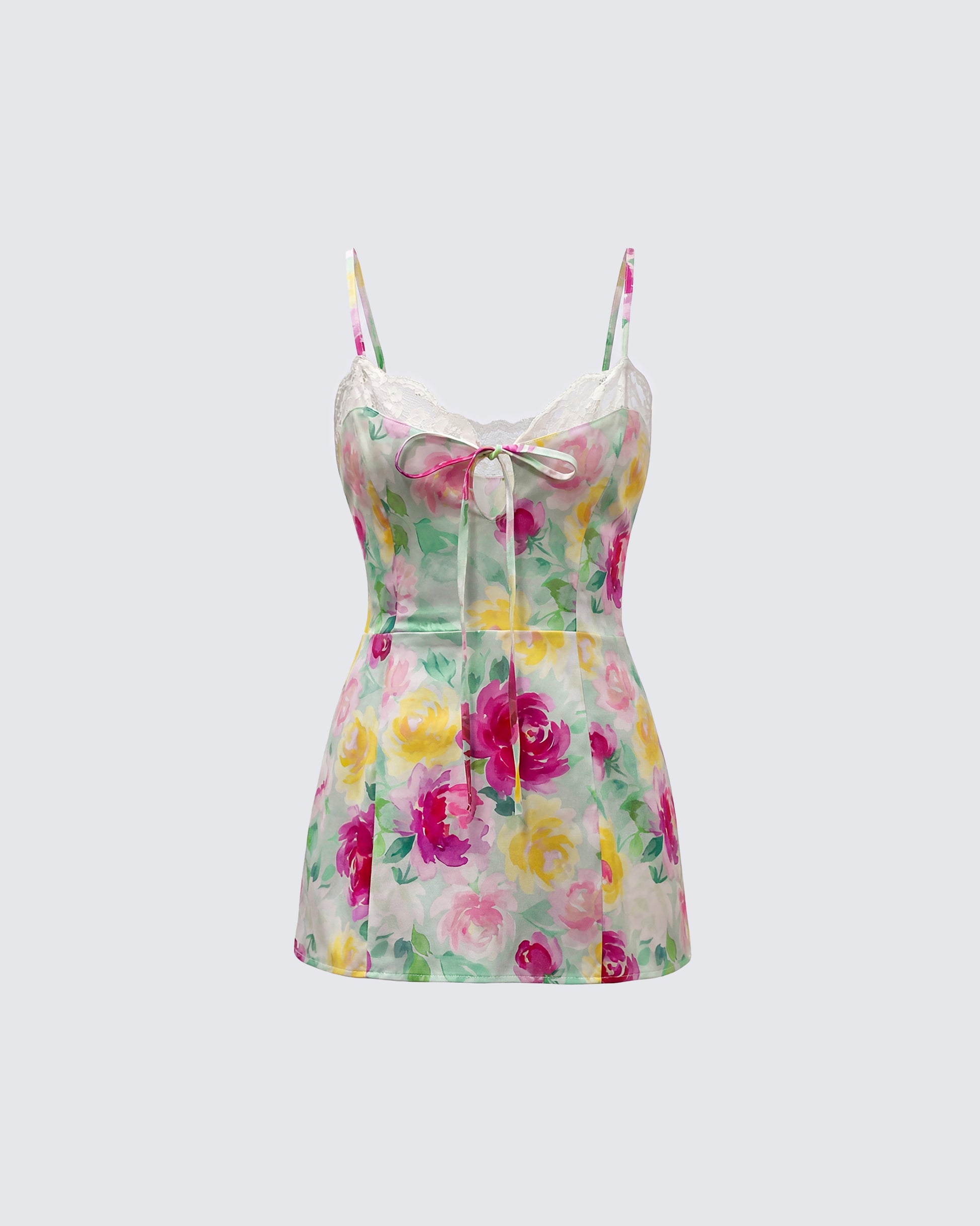 Heide Multi Printed Stretch Sateen Bodysuit Mini Dress product front