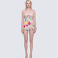 Heide Multi Printed Stretch Sateen Bodysuit Mini Dress model front