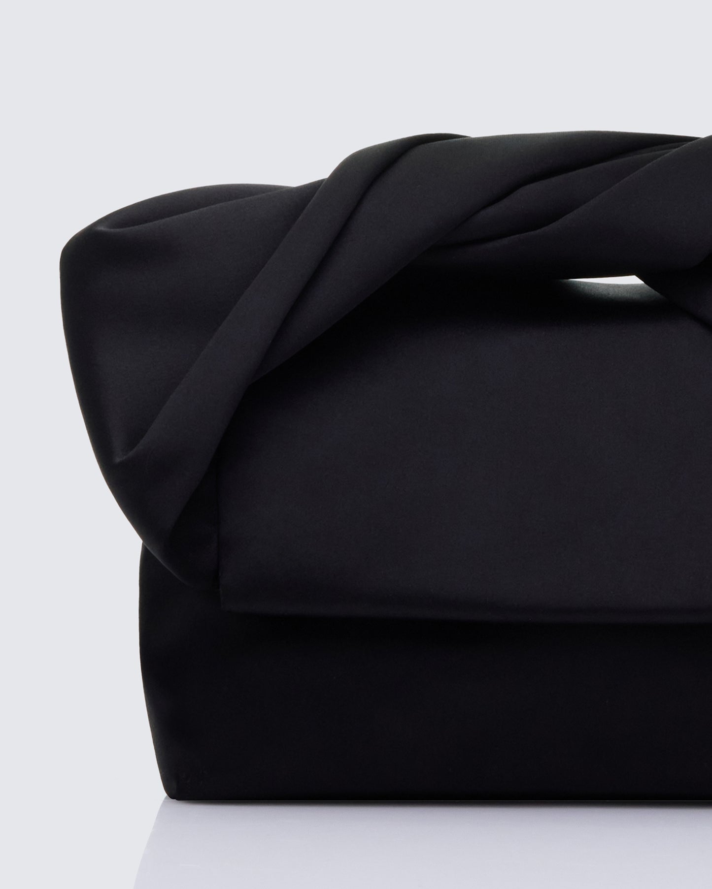 Henrietta Black Satin Fold Over Bag
