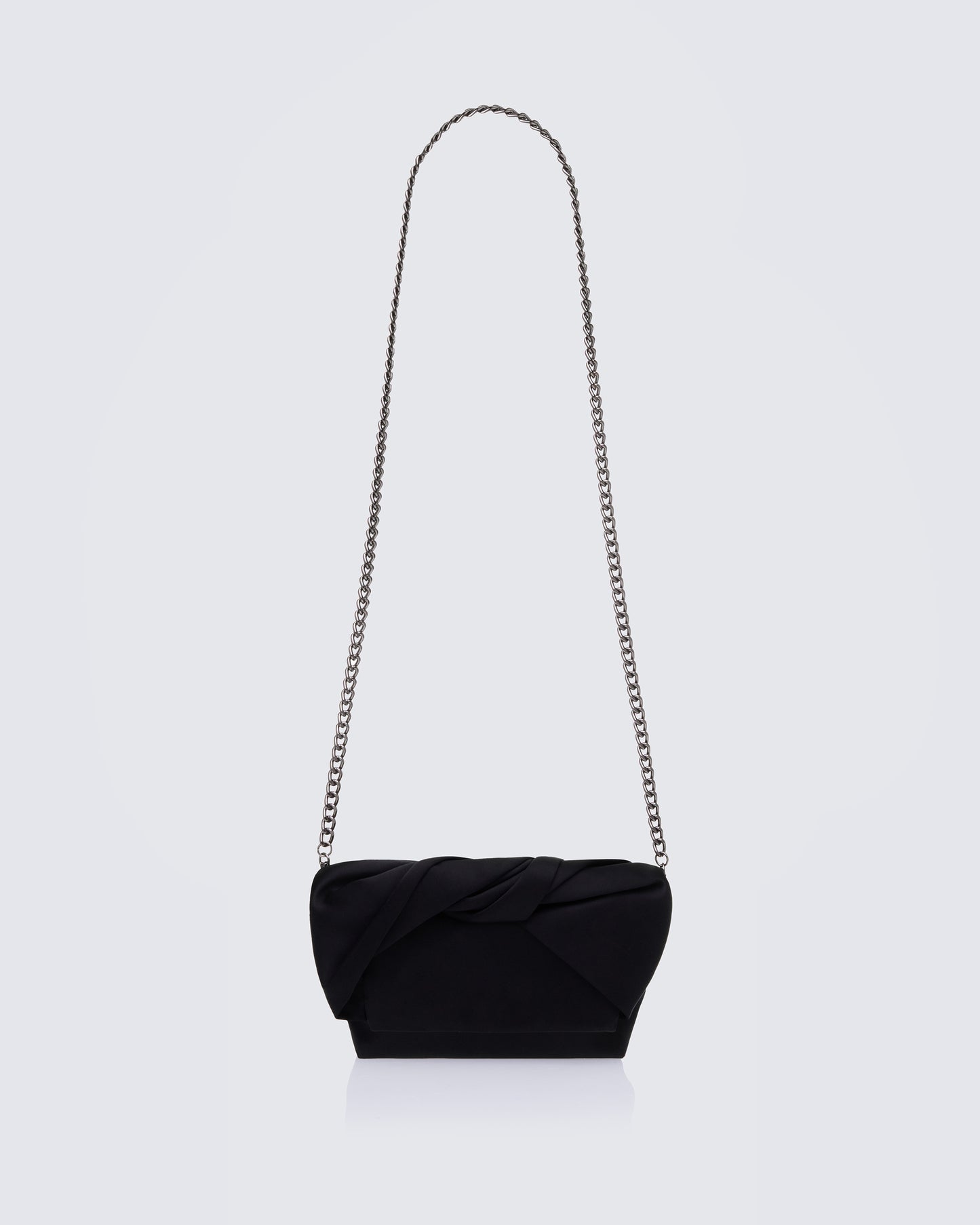 Henrietta Black Satin Fold Over Bag