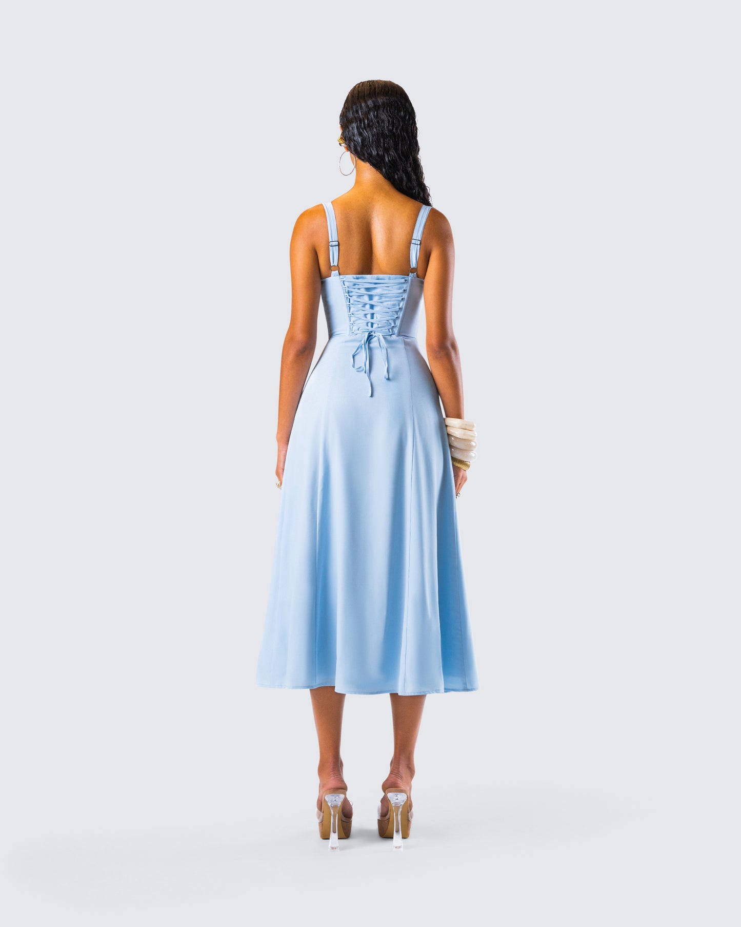 Hera Blue Corset Midi Dress