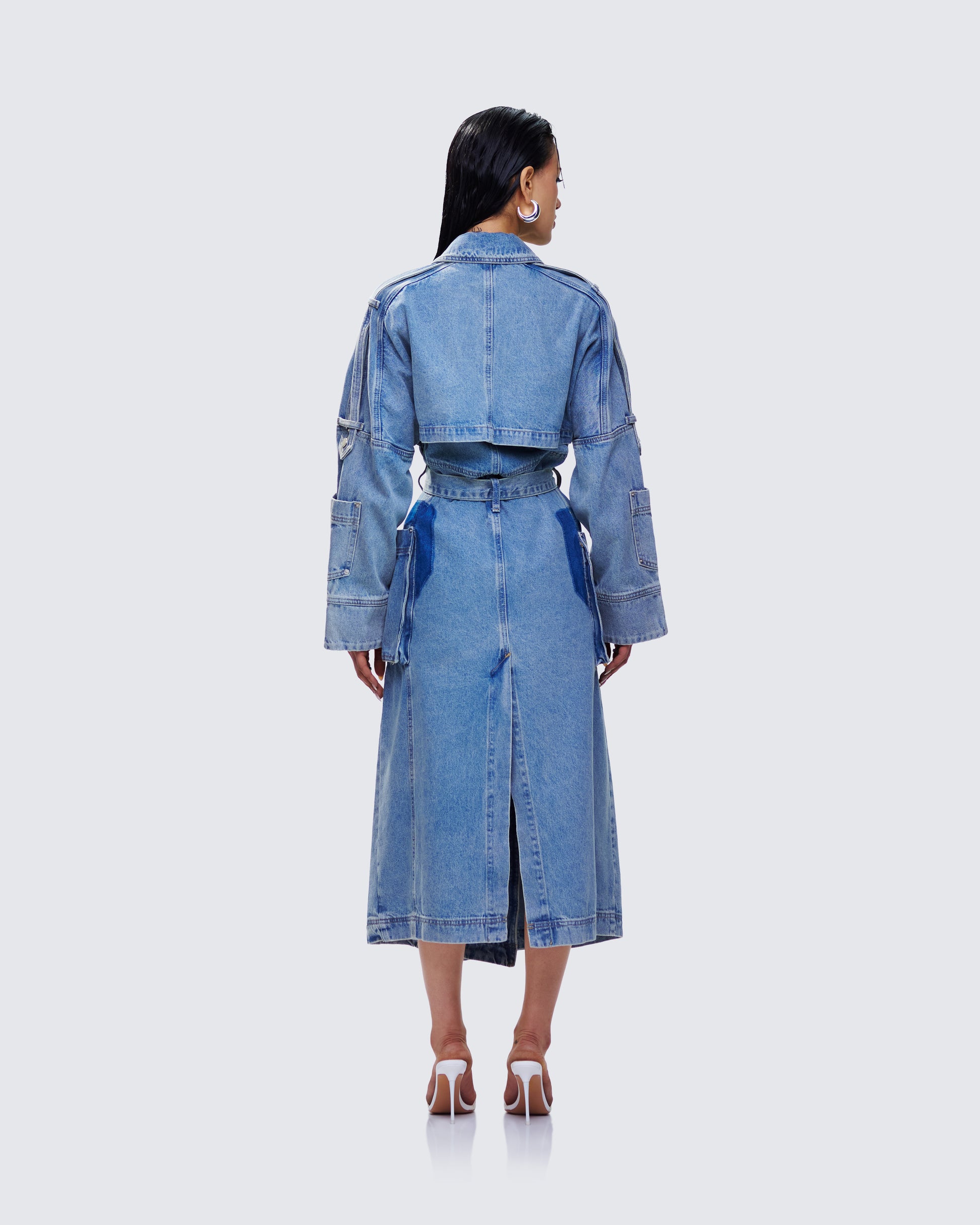 denim trench coat dress AKIRA Jules Denim Trench Coat
