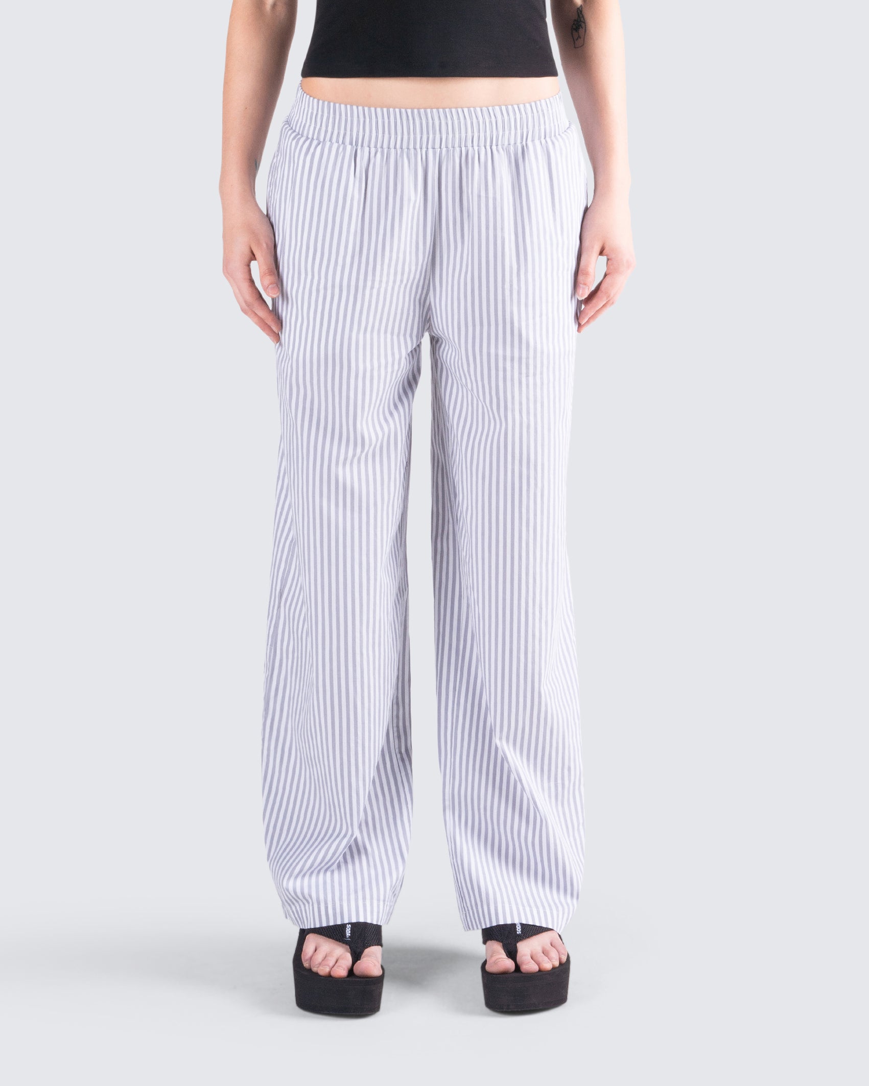 Buy Gray Cotton Solid Women Regular Wear Stripe Pant for Best Price,  Reviews, Free Shipping