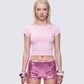 Hila Pink Bow Trimmed Tee model front