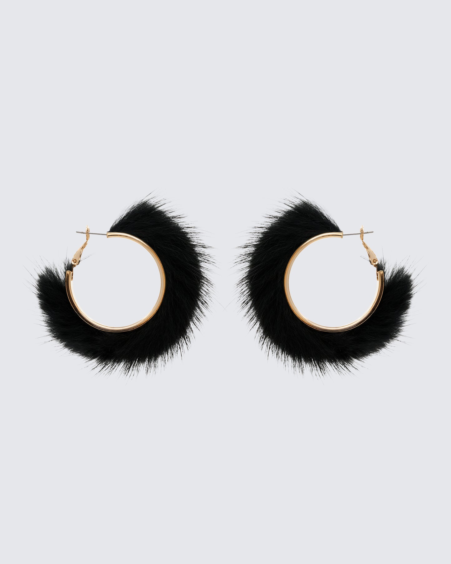 Huntleigh Black Fur Hoop Earrings