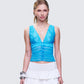 Hyacinth Blue Floral Bow Detail Top