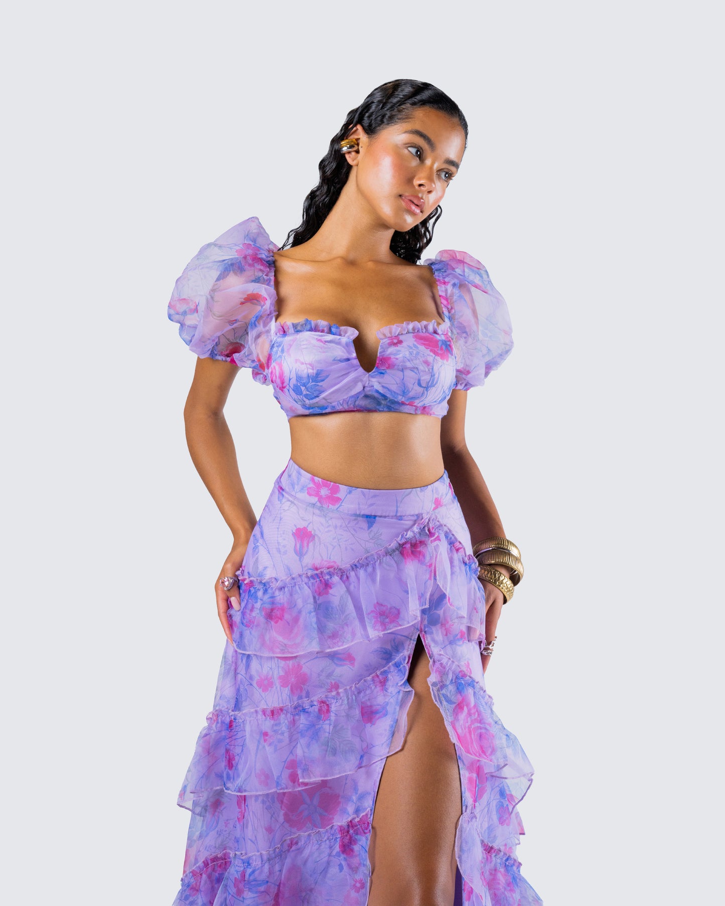 Ida Purple Floral Maxi Set