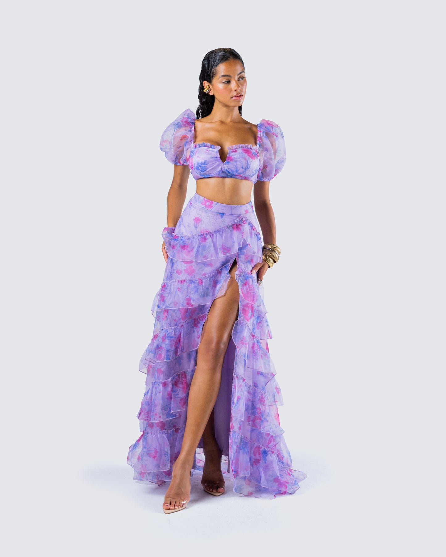 Ida Purple Floral Maxi Set