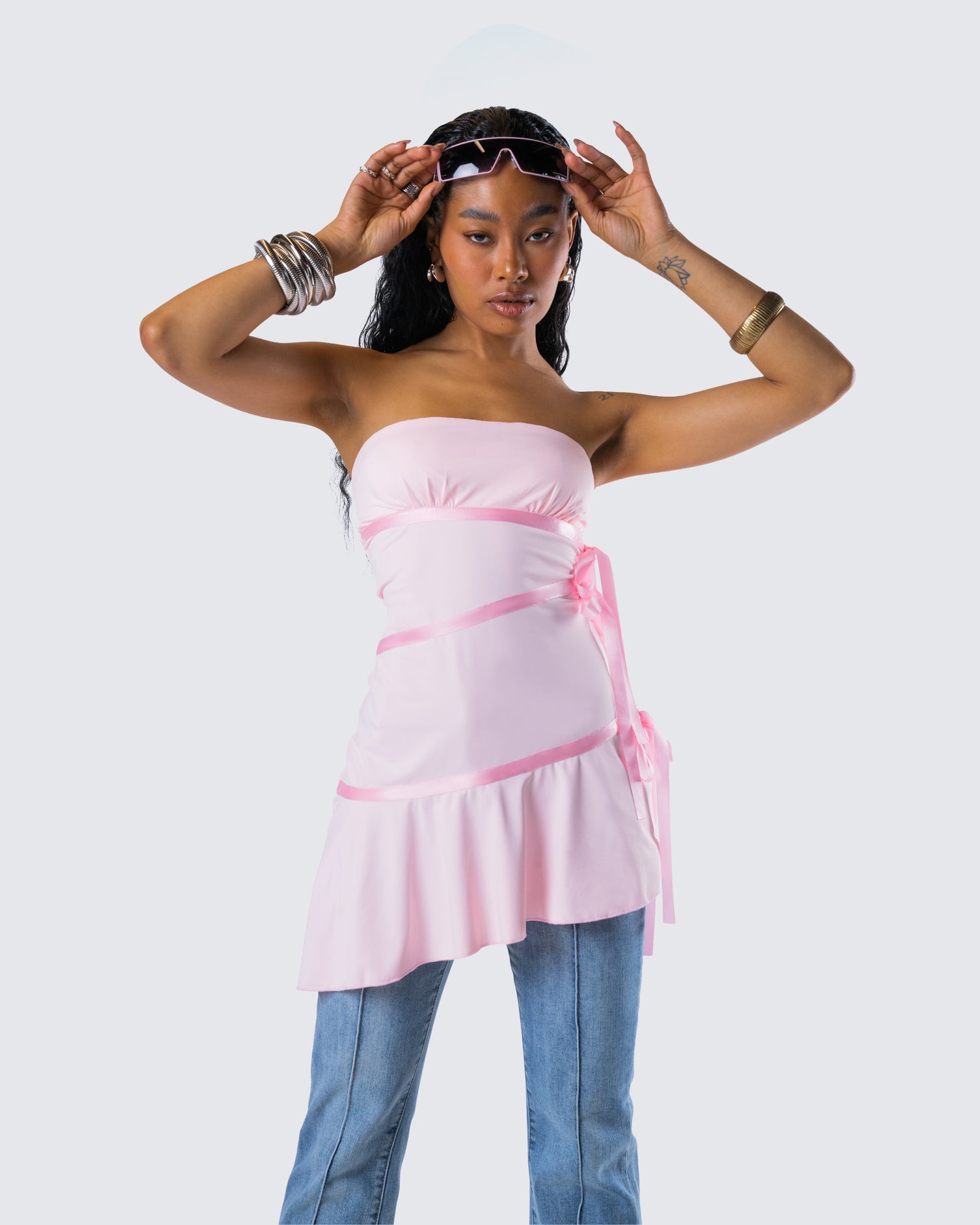 Ilona Pink Jersey Satin Tie Top