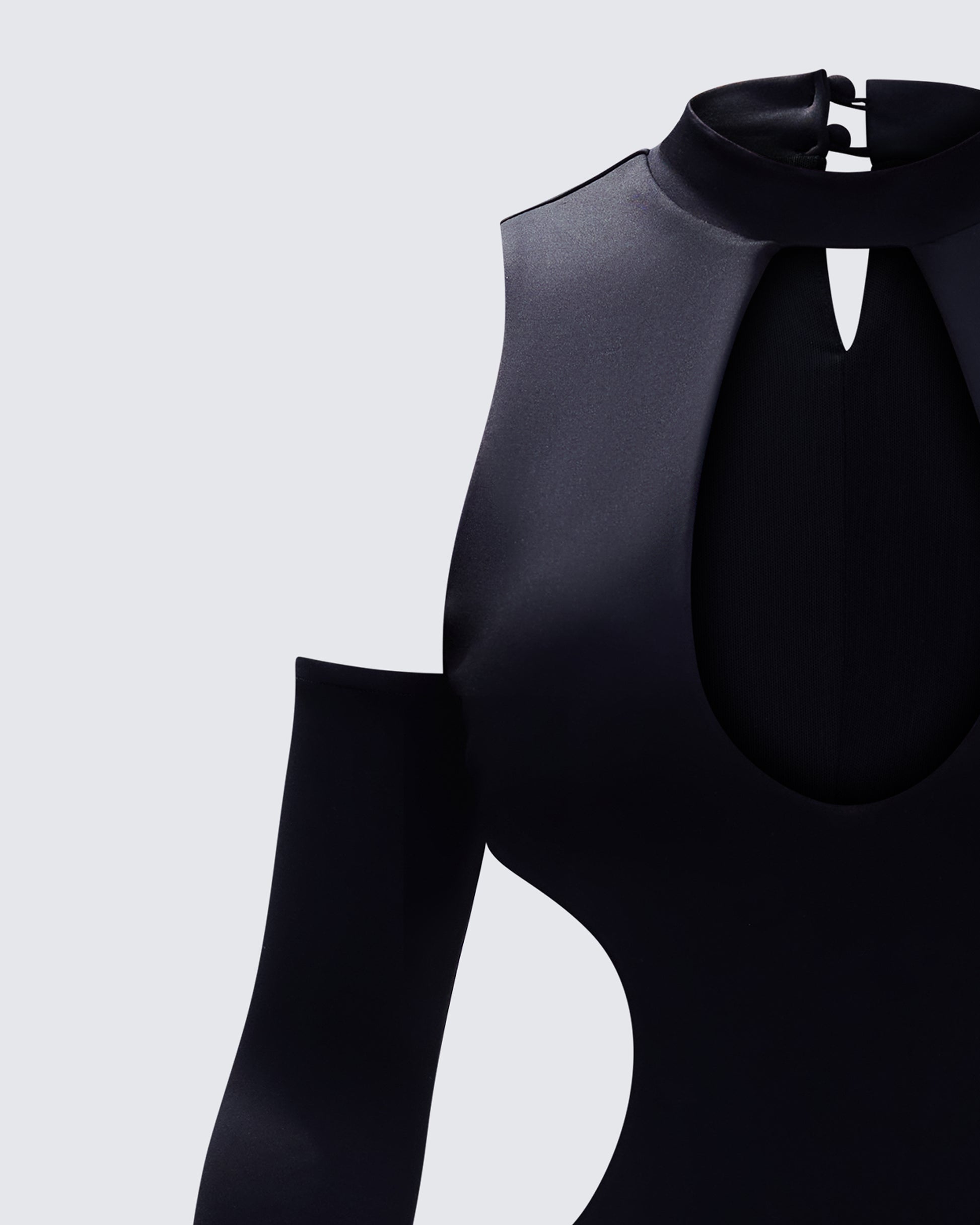 Black Cutout Bodysuit with Gloves - Long Sleeve FINESSE Black Cutout Bodysuit with Gloves - Long Sleeve FINESSE