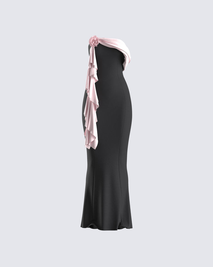 Ishita Black Draped Maxi Dress