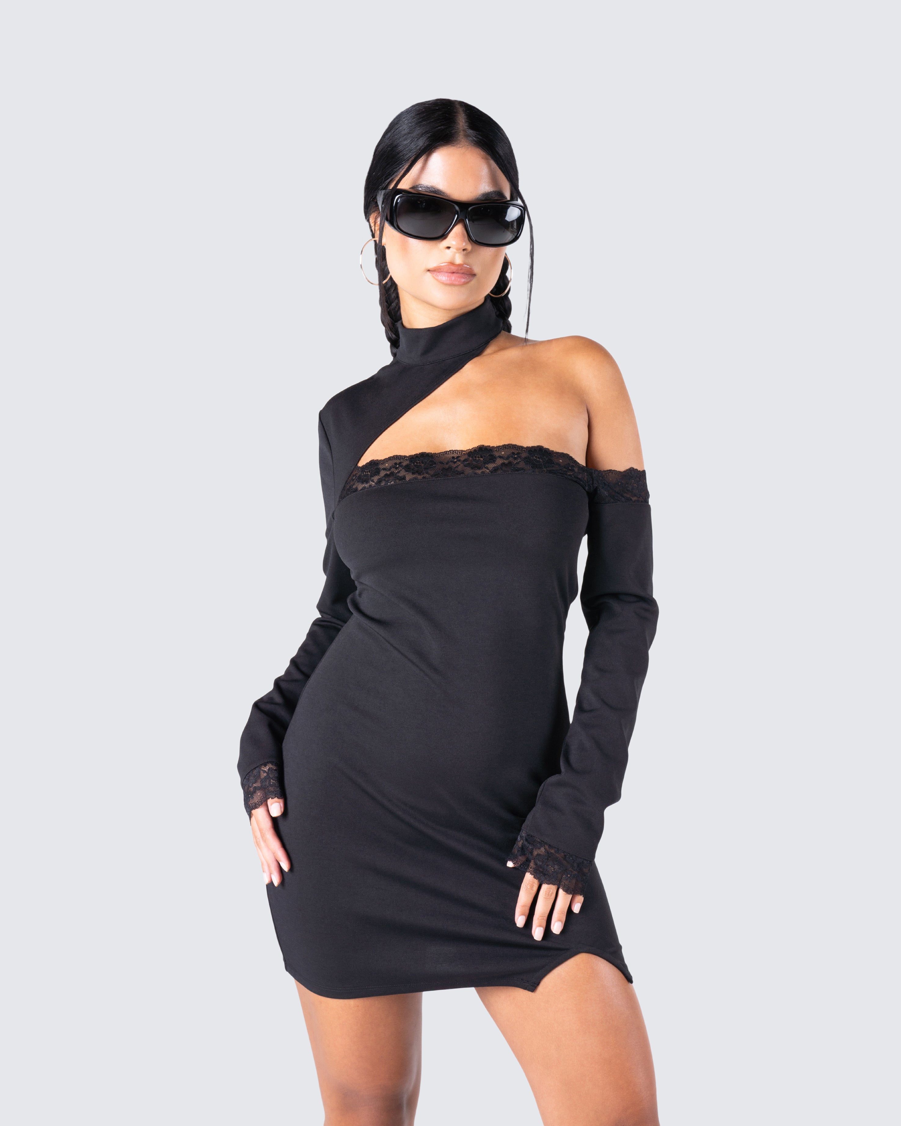 Lace trim dress best sale